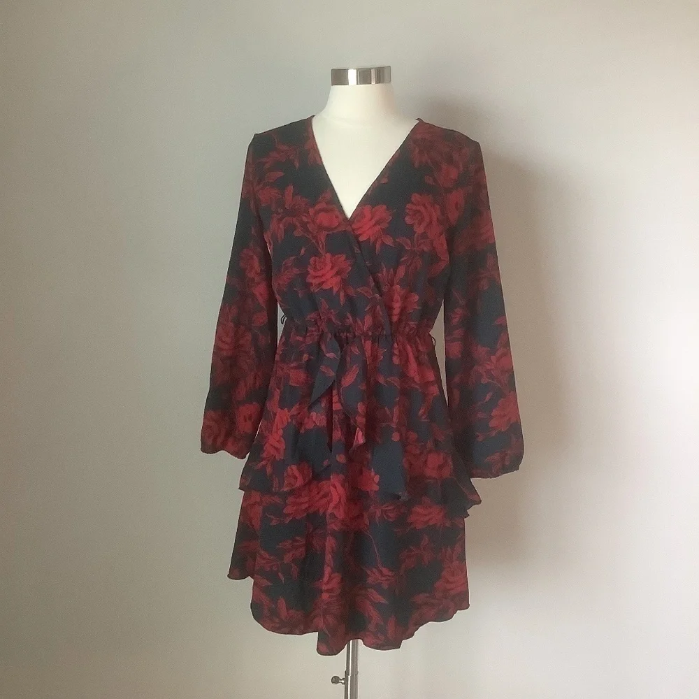 NEW Women Dress V Neck Floral Mini Party Dress M - Picture 3 of 14